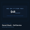 Parcel Check Full Service: $45 per parcel, 3 business day turnaround, send your plan and we do it for you